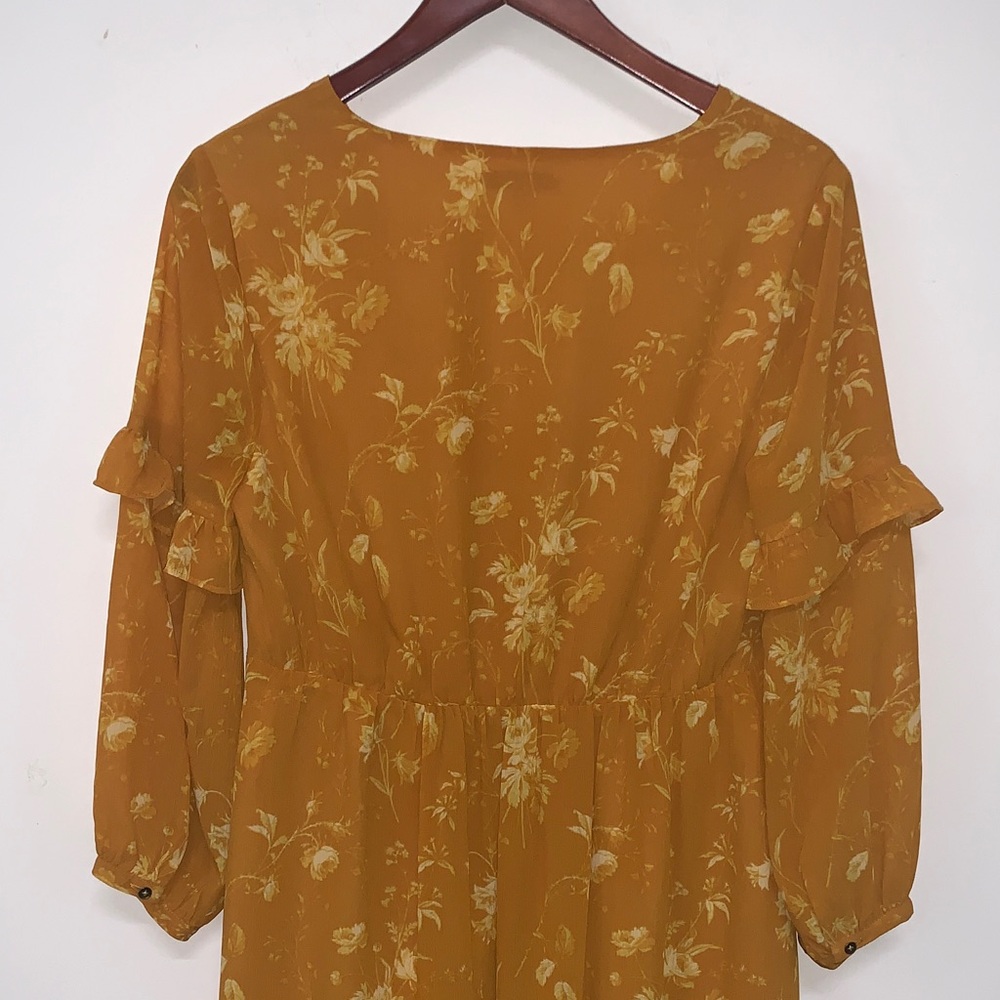 Madewell Mustard Floral Maxi Women’s Size 6 Dress Cottage Core Milk Maid Breezy - Picture 7 of 15